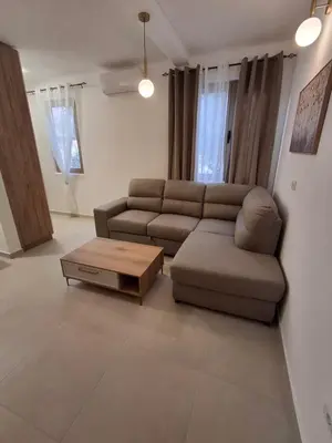 a living room with a couch and a coffee table at Tims apartment in Mrčevac