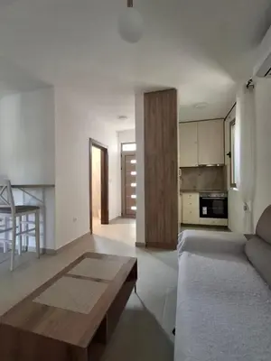 a living room with a couch and a coffee table at Tims apartment in Mrčevac
