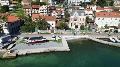 an aerial view of a river in a city at Waterfront Villa Magnolia in Kotor