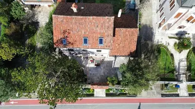 an overhead view of a house with red roofs at Waterfront Villa Magnolia in Kotor
