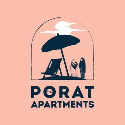 an illustration of a beach with an umbrella and surfboards at Porat Apartmani in Ulcinj
