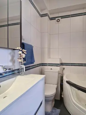 a bathroom with a toilet and a sink and a tub at Diva Residence in Budva