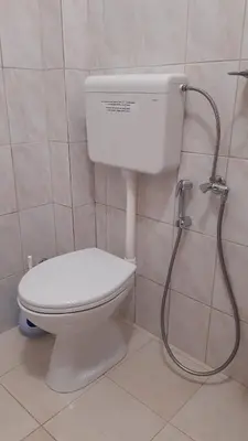 a bathroom with a toilet and a shower at Apartment Zeleny Pojas in Bar
