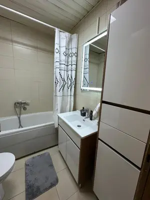 a bathroom with a sink and a tub and a toilet at IN apartment in Podgorica