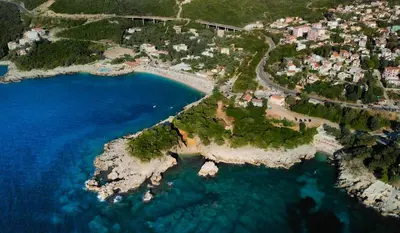 an aerial view of a island in the water at Villa Perla in Utjeha
