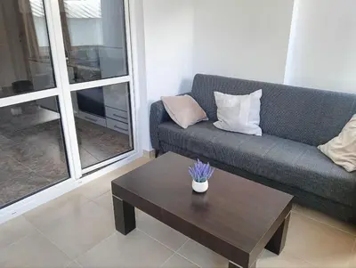a living room with a couch and a coffee table at Vinogradi in Budva