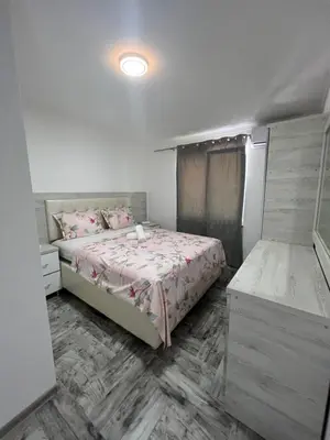 a bedroom with a bed and a dresser in it at Apartments DIJAR in Ulcinj