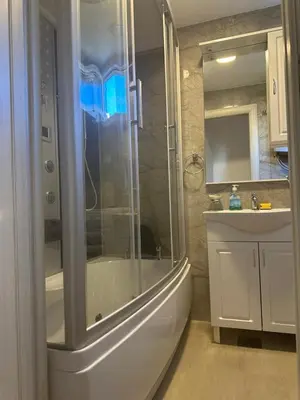 a bathroom with a shower and a sink at Monte Budva in Budva