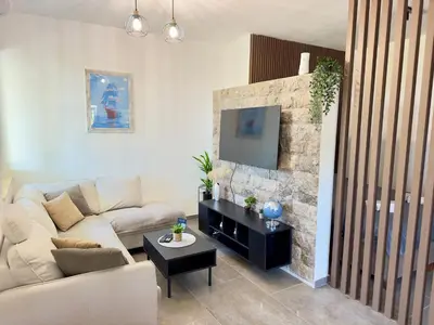 a living room with a couch and a tv at Apartment Wild Beauty in Kotor