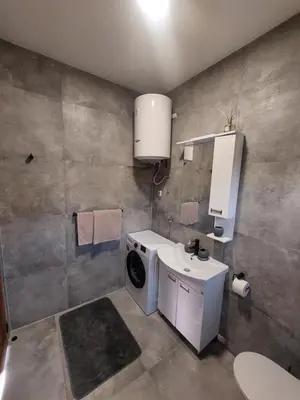a bathroom with a washing machine and a sink at Apartment Wild Beauty in Kotor