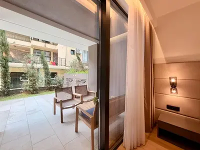 a balcony with a view of a building at Air Onia in Budva