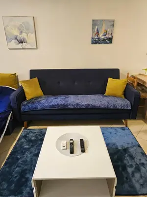 a living room with a couch and a table at Studio Apartment Blue Dream in Kotor