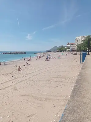 a group of people on a beach near the ocean at Dubrava 112 in Dobra Voda