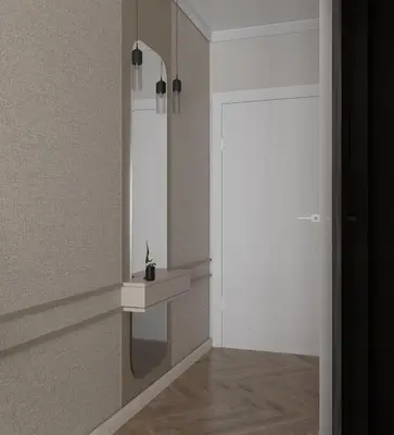 a hallway with a sink and a door at Hana in Pržno