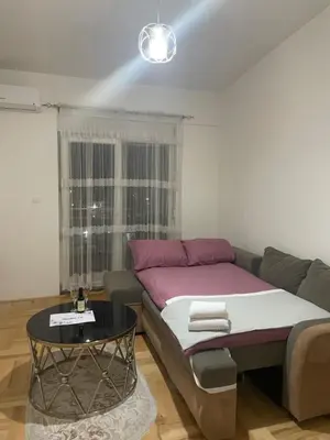 a living room with a couch and a table at Studio 78 - Tuški put in Podgorica