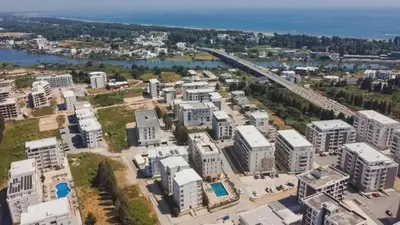 an aerial view of a city with a bridge at Hotel Umma in Ulcinj