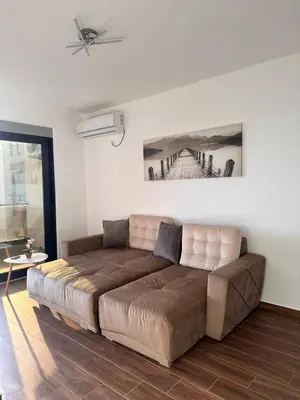 a living room with a large brown couch at Apartmani Beba in Bar