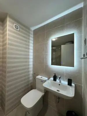 a bathroom with a toilet and a sink at Tre Sorelle in Podgorica
