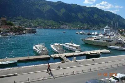 a group of boats are docked in a marina at Apartment Marko in Kotor