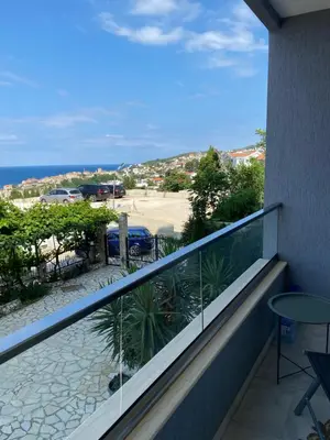a balcony with a view of the beach at Ferienwohnung - Devas in Ulcinj