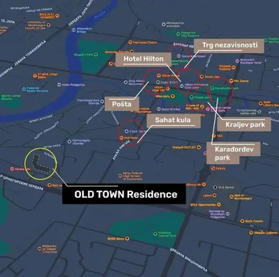 a map of old town resistance at Old Town Residence in Podgorica