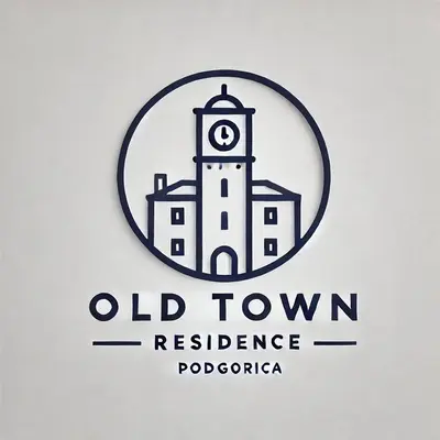 an old town lighthouse logo with a clock tower at Old Town Residence in Podgorica