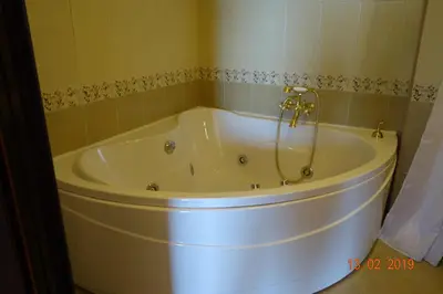a bath tub with a shower in a bathroom at PerDo in Perazića Do