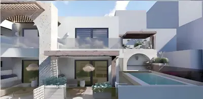 a rendering of a house with a swimming pool at Datek's Apartments in Ulcinj