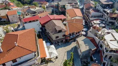 an overhead view of a town with buildings at Olea Apartments in Stari Bar