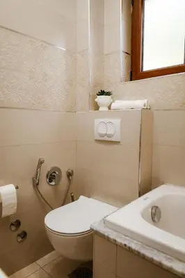 a bathroom with a toilet and a sink at Villa Mia in Kotor