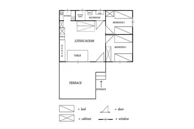 a floor plan of a house at Vintage Summer House in Budva