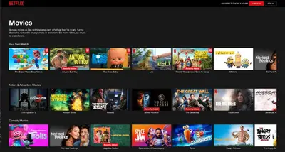 a page of a movie website with a bunch of movies at Central Lux in Podgorica
