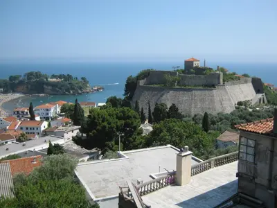 a view of the city of šibenik from the walls at Apartment Olimp Ulcinj in Ulcinj