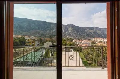 a view of a city from a window at Apartmani Nadja in Škaljari