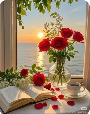 a vase of roses and a book on a table with a window at Apartman ElaBi in Bar