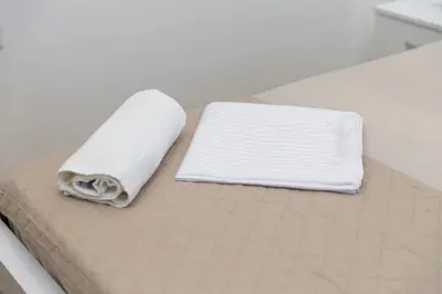 a towel sitting on top of a table at LuxuryHomeUlcinj2 in Ulcinj