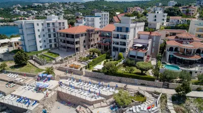 an aerial view of a city with buildings at Apartments Piano in Utjeha