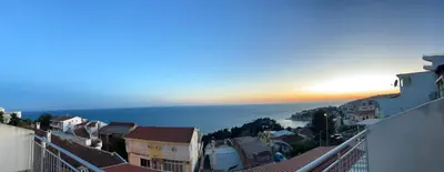 a view of the ocean from a city at Sea House E&F in Ulcinj