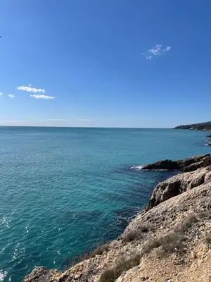 a view of the ocean from a rocky shore at Sea House E&F in Ulcinj