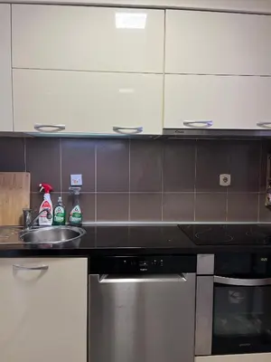 a kitchen with a sink and a stove at sinbia apartment in Budva