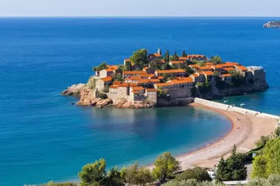 an island in the middle of the ocean at Apartment Sveti Stefan in Sveti Stefan