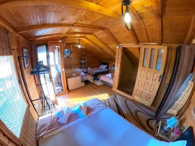 an overhead view of a bedroom in a tiny house at Ada Dream House in Kravlja