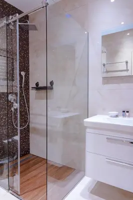 a bathroom with a shower and a sink at Villa Dragana in Budva