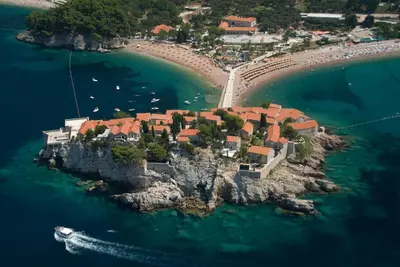 an island in the middle of the water at Summer Nest Studio in Becici in Becici