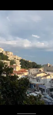 a view of a city with buildings and cars at Apartmani MalaPlaza in Ulcinj