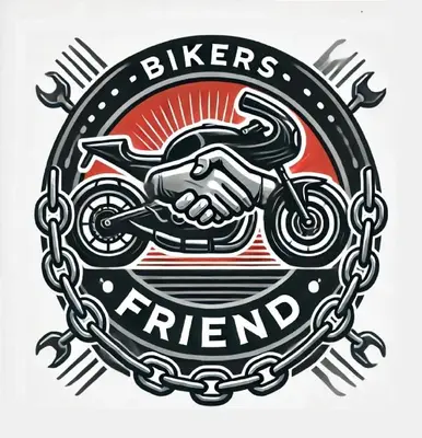 a logo for a motorcycle club with a hand holding a motorcycle at Hotel Atina in Budva