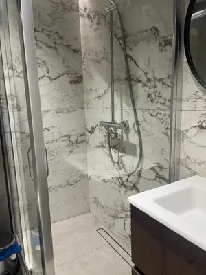 a bathroom with a shower and a sink at Casa Del Sol Pietra Kotor in Kotor
