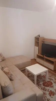 a living room with a couch and a table at Apartman Lastva in Lastva