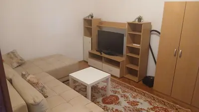 a living room with a couch and a tv at Apartman Lastva in Lastva