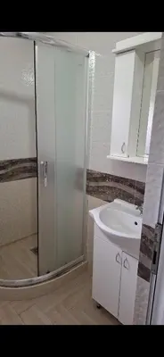 a bathroom with a shower and a sink at Apartmani Madžgalj Sutomore in Sutomore